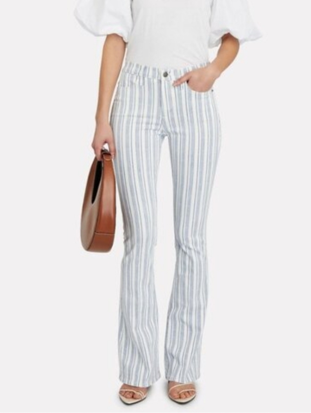 Frame Jeans Le High Flair Surfer Blue Stripe Stretch Denim